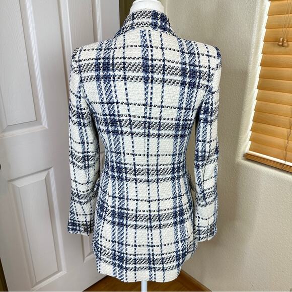 NWT Zara Blogger Blue White Double Breasted Textured Blazer Jacket. - Picture 13 of 13